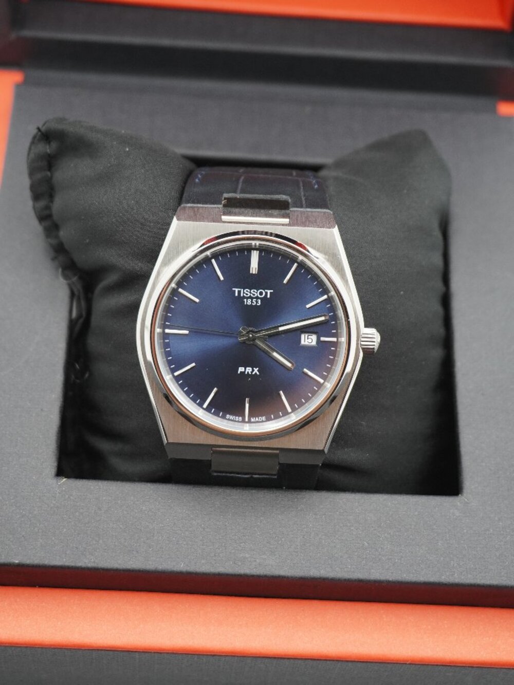 TISSOT LEATHER MEN'S PRX BLUE WATCH- 40MM